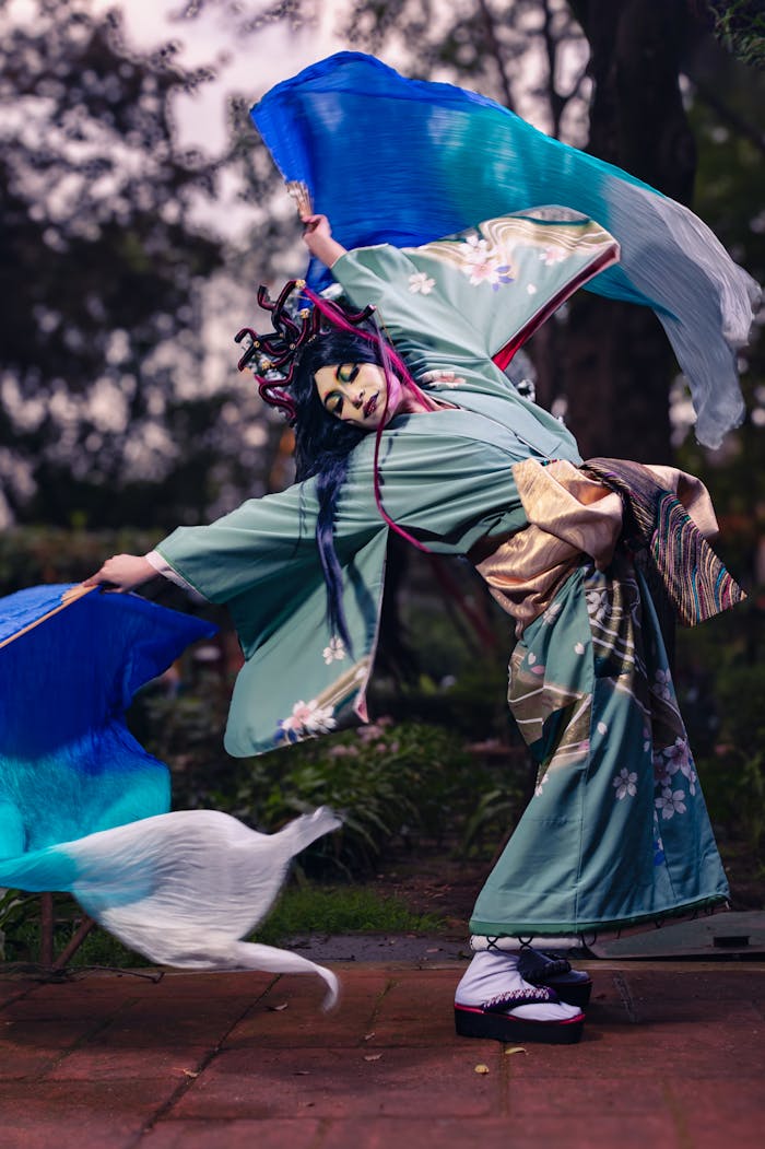 Geisha Posing in Traditional Clothing 